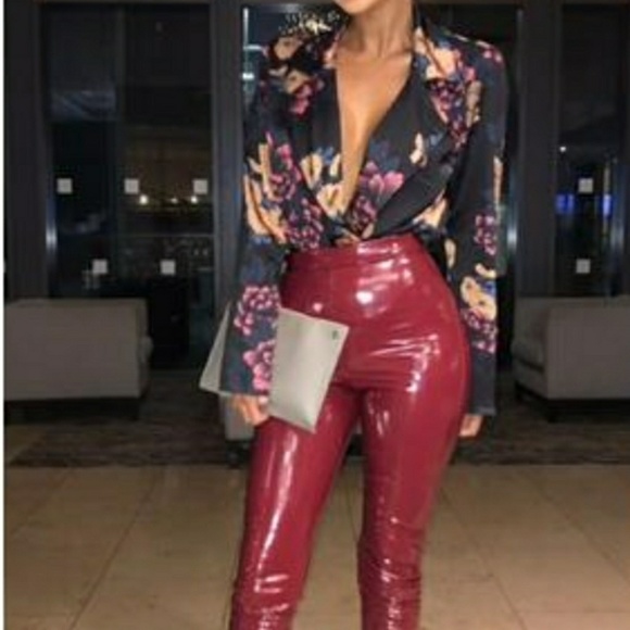 Last M•Floral Silky Wrap Front Bodysuit - Picture 3 of 6